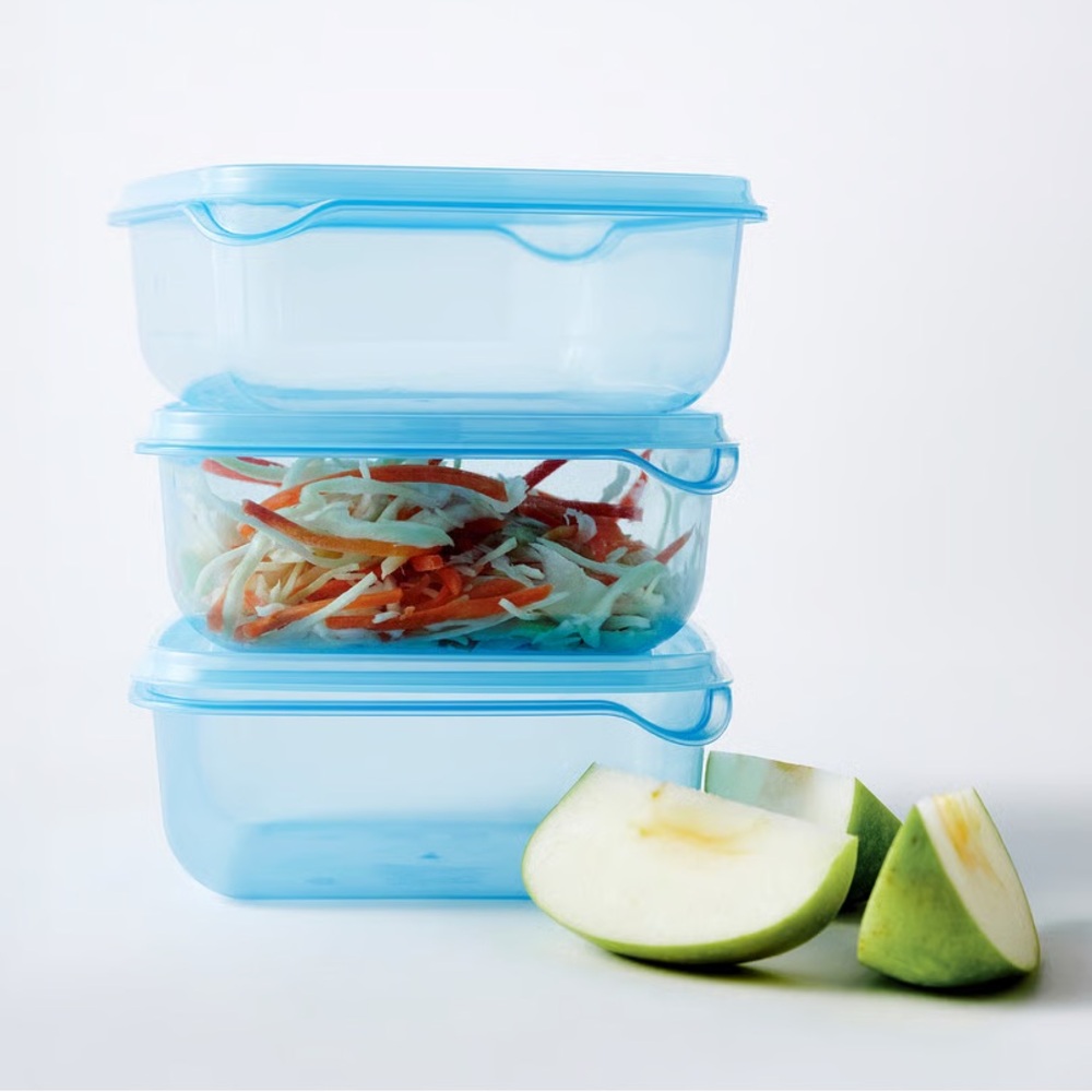 IKEA Blue Stackable Plastic Food Containers with Lids